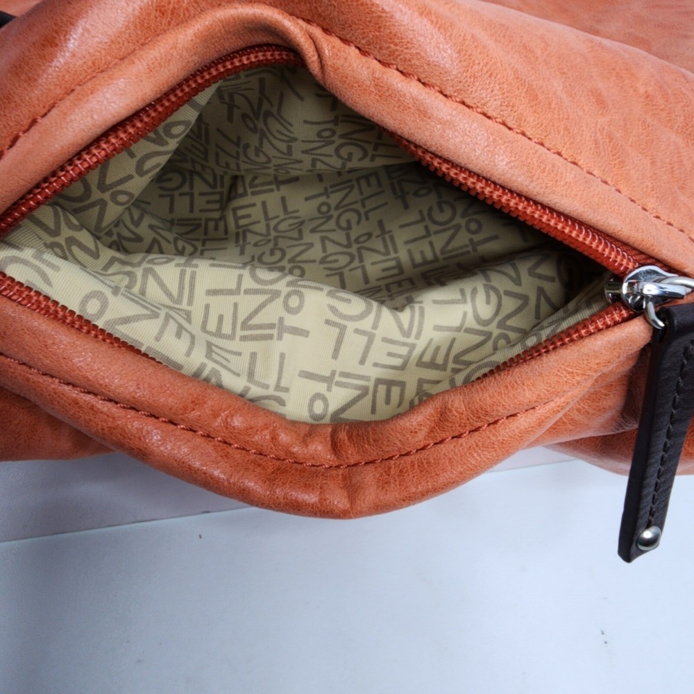 Ellington Bucket Purse Shoulder Bag Italian Leather Orange - Picture 6 of 16